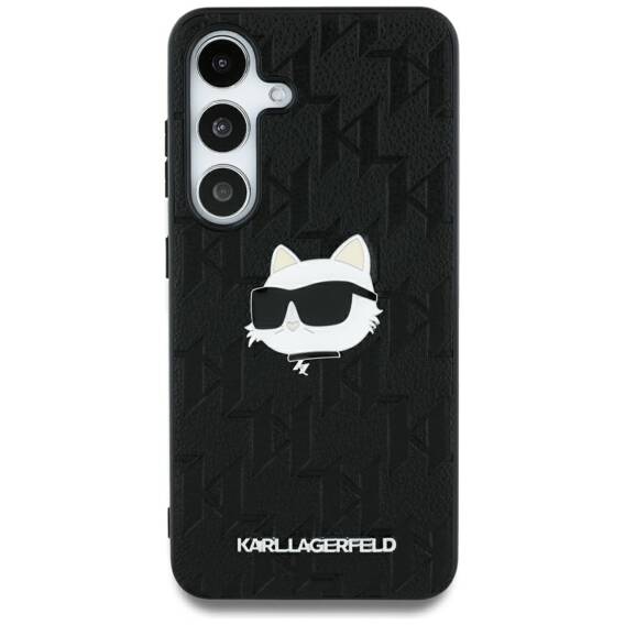 Case SAMSUNG GALAXY S25 ULTRA Karl Lagerfeld Leather Monogram Pin Logo Choupette Head black