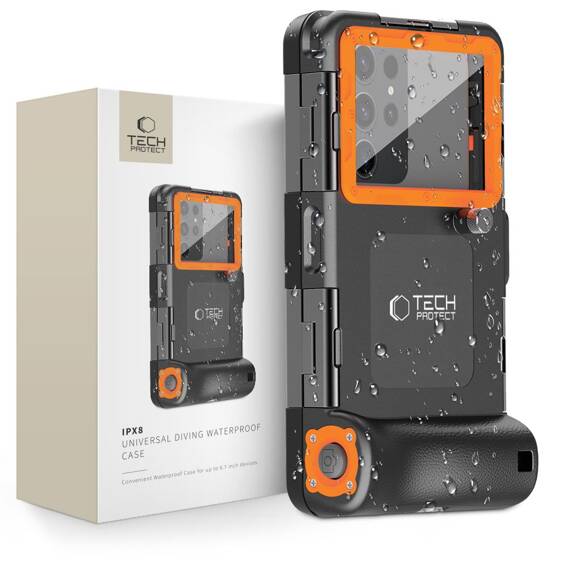 Case Tech-Protect IPX8 Diving Waterproof Case Universal black & orange