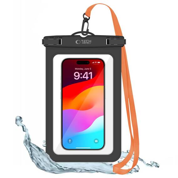 Case Tech-Protect Universal Waterproof Case Uwc9 8.9 "Orange - black