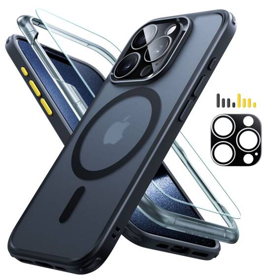 Case + Tempered Glass APPLE IPHONE 15 PRO ESR Classic Pro Set Halolock Magsafe (Set: Case, Screen Glass, Camera Glass) black