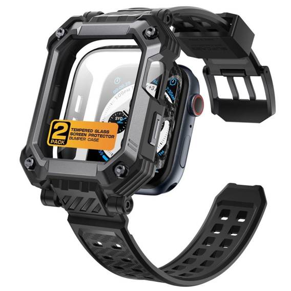 Case + Tempered Glass APPLE WATCH 4 / 5 / 6 / 7 / 8 / SE ( 44 / 45 MM) Supcase Unicorn Beetle Pro & Tempered Glass black