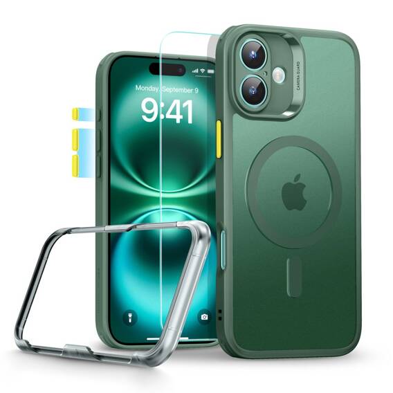 Case + Tempered Glass IPHONE 16 ESR Classic Pro Set Halolock Magsafe Frosted green