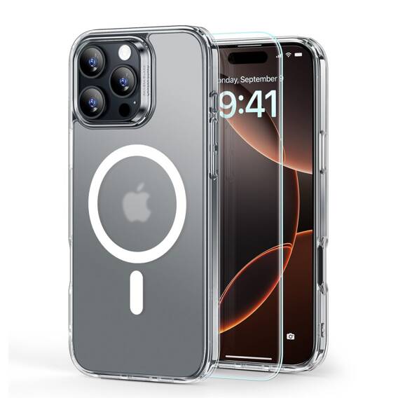 Case + Tempered Glass IPHONE 16 PRO ESR Classic Hybrid Halolock MagSafe & Tempered Glass Frosted Clear transparent