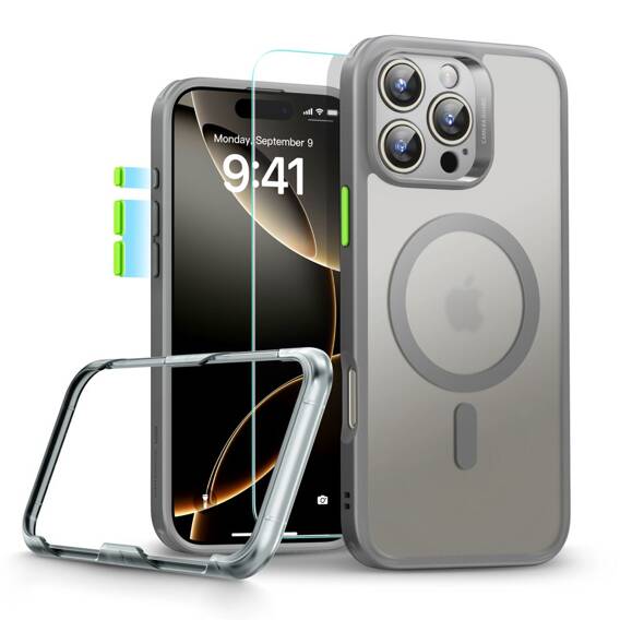 Case + Tempered Glass IPHONE 16 PRO ESR Classic Pro Set Halolock Magsafe Frosted gray