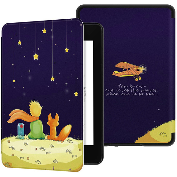 Case for AMAZON KINDLE PAPERWHITE 4 Leatherette Book with a Flap Little Prince purple