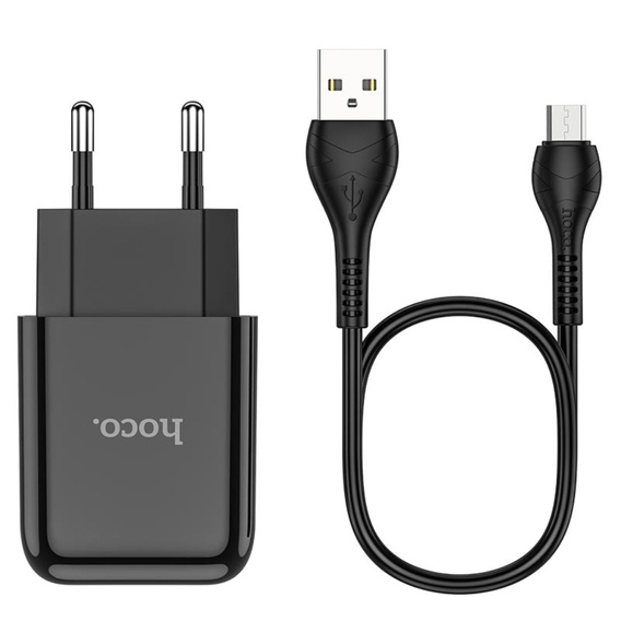 Charger 2.1A 1xUSB + Cable Micro USB 1m HOCO N2 black