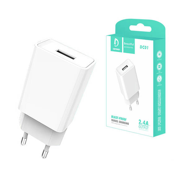 Denmen DC01 12W 2.4A USB Power Charger White