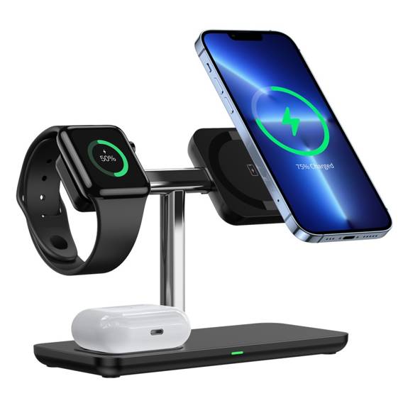 Docking Station 15W 3in1 with Wireless Charging for Apple Duzzona W6 black