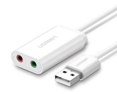 External USB audio card UGREEN 15cm (white)