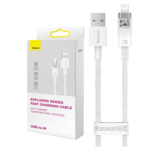 Fast Charging cable Baseus USB-A to Lightning  Explorer Series 2m, 2.4A (white)