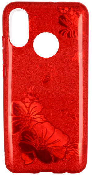 Glitter case SAMSUNG GALAXY J6+ J6+ Plus red flower