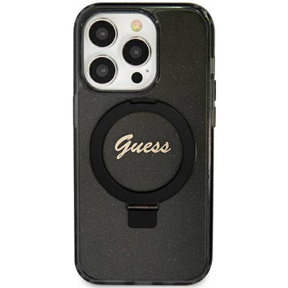 Guess GUHMN61HRSGSK iPhone 11 / Xr 6.1" black/black hardcase Ring Stand Script Glitter MagSafe