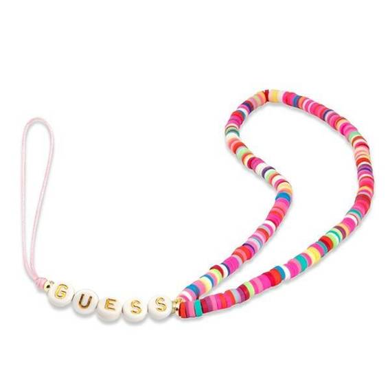 Guess GUSTGMPP Phone Strap pendant multicolor pink/multicolor pink Heishi Beads