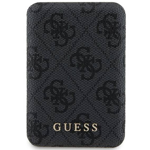 Guess Induction Powerbank 15W GUPB5FP4EMGK 5000mAh black/black 4G Leather Metal Logo MagSafe