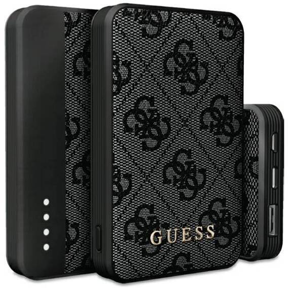 Guess Powerbank 15W GUPB5LP4GEGK 5000mAh black/black 4G Leather Metal Logo