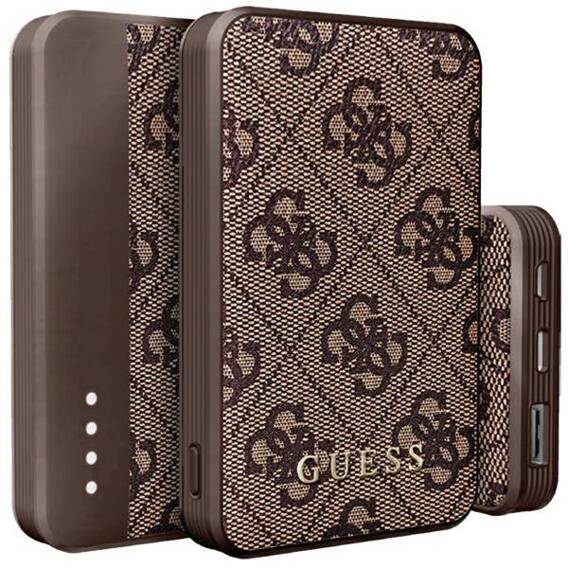 Guess Powerbank 15W GUPB5LP4GEGW 5000mAh brown/brown 4G Leather Metal Logo