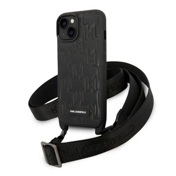 Karl Lagerfeld KLHCP14SSTMMK iPhone 14 6.1" hardcase black/black Monogram Plaque Logo Strap