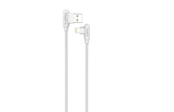 MX CORNER FAST CHARGE LIGHTNING CABLE 2.4A / 1m, WHITE, ANGLE