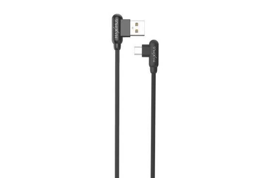 MX CORNER FAST CHARGE MICRO USB CABLE 2.4A / 1m, BLACK / BLACK, ANGLE