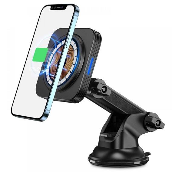 Magnetic Car Holder with Induction Charging for Windshield / Dashboard Telescopic Arm Magsafe ESR Halolock black
