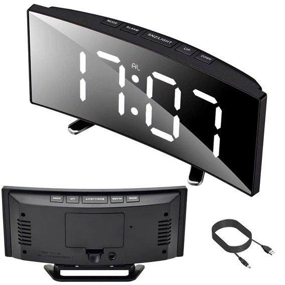 Mirror Clock Digital Electronic Electronic LED screen / Wake up / Thermometer black