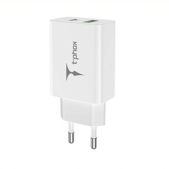 NETWORK CHARGING T-PHOX SPEEDY USB-C 20W + USB 18W QC 3.0 WHITE