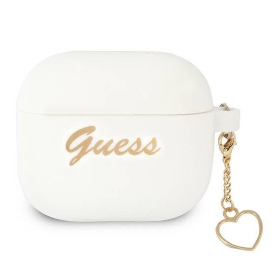 Original Case APPLE AIRPODS 3 Guess Silicone Charm Heart Collection (GUA3LSCHSH) white