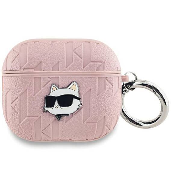 Original Case APPLE AIRPODS 3 Karl Lagerfeld Cover Monogram Choupette Head pink