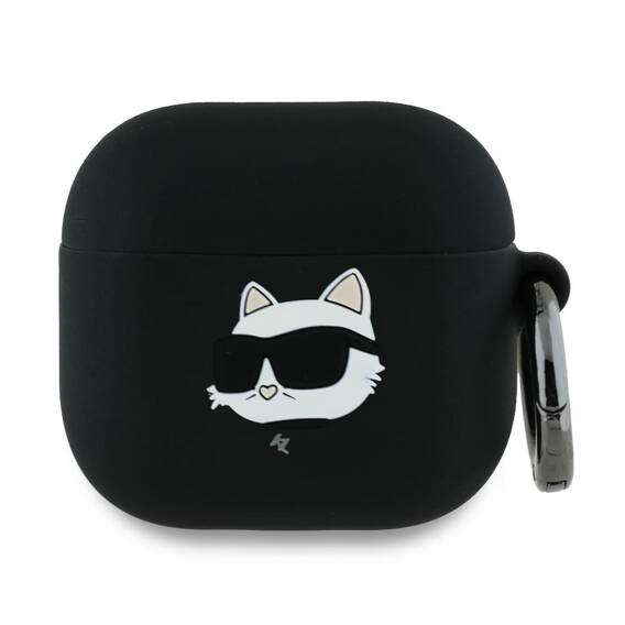 Original Case APPLE AIRPODS 4 Karl Lagerfeld Silicone Choupette Head 3D (KLA4RUNCHK) black