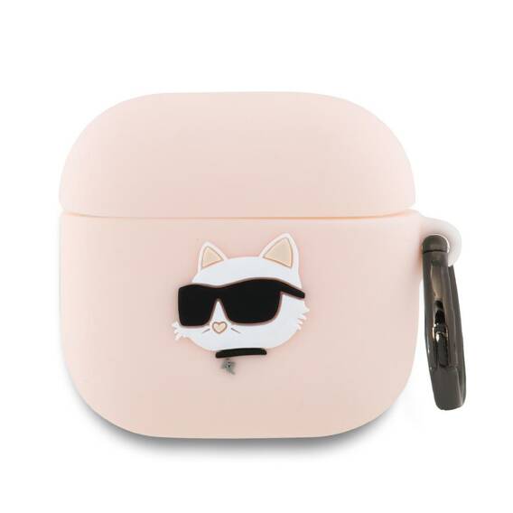 Original Case APPLE AIRPODS 4 Karl Lagerfeld Silicone Choupette Head 3D (KLA4RUNCHP) pink