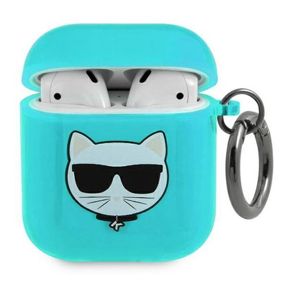 Original Case APPLE AIRPODS Karl Lagerfeld Cover Choupette (KLA2UCHFL) blue