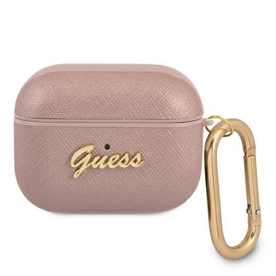 Original Case APPLE AIRPODS PRO Guess Saffiano Script Metal Collection (GUAPSASMP) pink