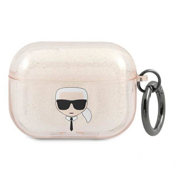 Original Case APPLE AIRPODS PRO Karl Lagerfeld Cover Glitter Karl`s Head (KLAPUKHGD) gold