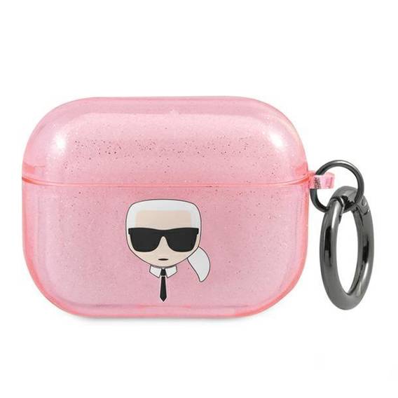 Original Case APPLE AIRPODS PRO Karl Lagerfeld Cover Glitter Karl`s Head (KLAPUKHGP) pink