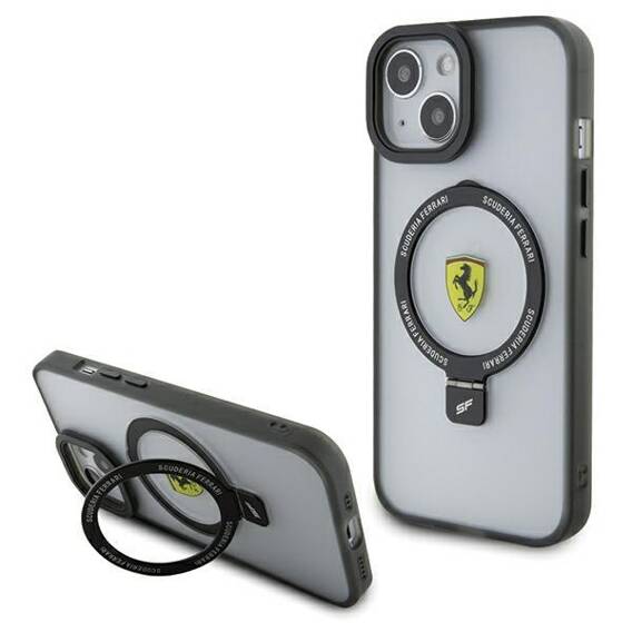 Original Case APPLE IPHONE 15 Ferrari Hardcase Ring Stand 2023 Collection MagSafe (Fehmp15suscah) transparent
