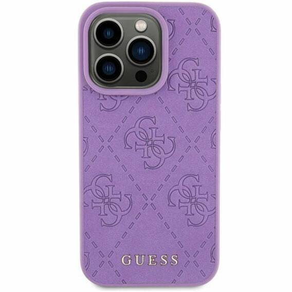 Original Case APPLE IPHONE 15 Guess Hardcase Leather 4G Stamped (GUHCP15SP4EPMU) purple