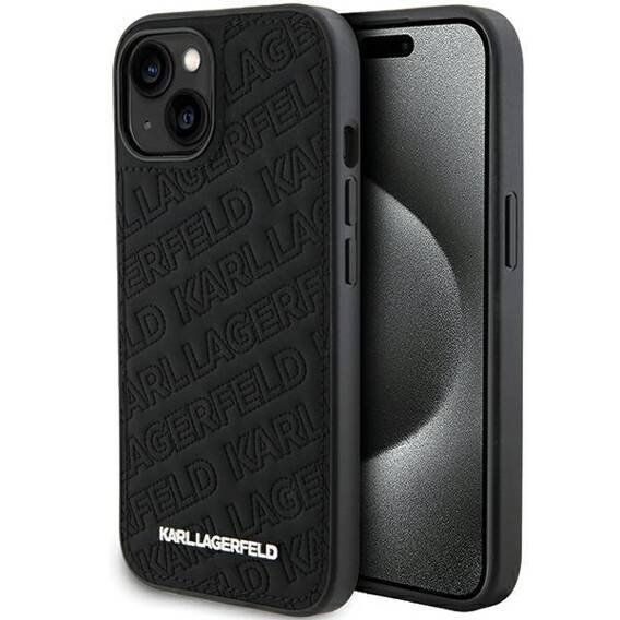 Original Case APPLE IPHONE 15 Karl Lagerfeld Hardcase Quilted K Pattern (KLHCP15SPQKPMK) black