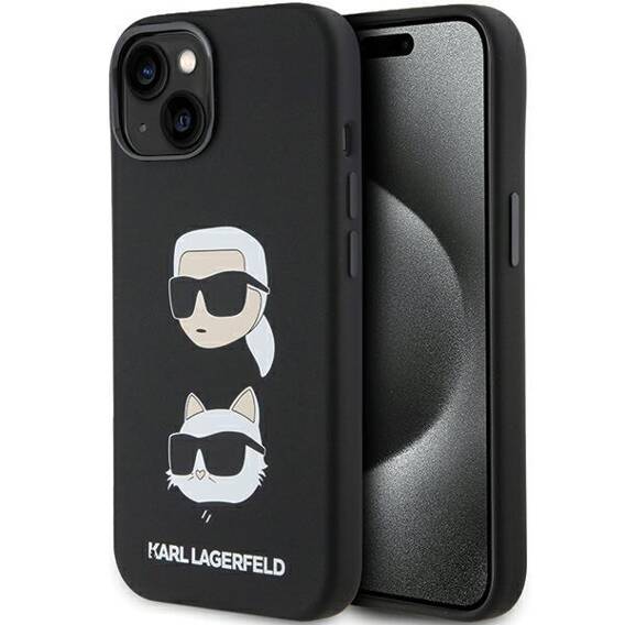 Original Case APPLE IPHONE 15 Karl Lagerfeld Silicone Karl&Choupette Head (KLHCP15SSDHKCNK) black