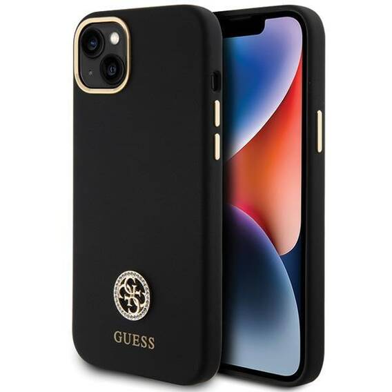 Original Case APPLE IPHONE 15 PLUS Guess Hardcase Silicone Logo Strass 4G (GUHCP15M4DGPK) black