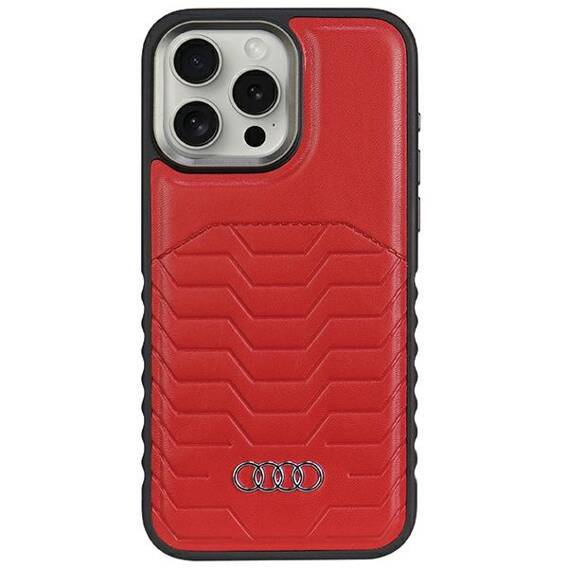Original Case APPLE IPHONE 15 PRO Audi Synthetic Leather MagSafe (AU-TPUPCMIP15P-GT/D3-RD) red