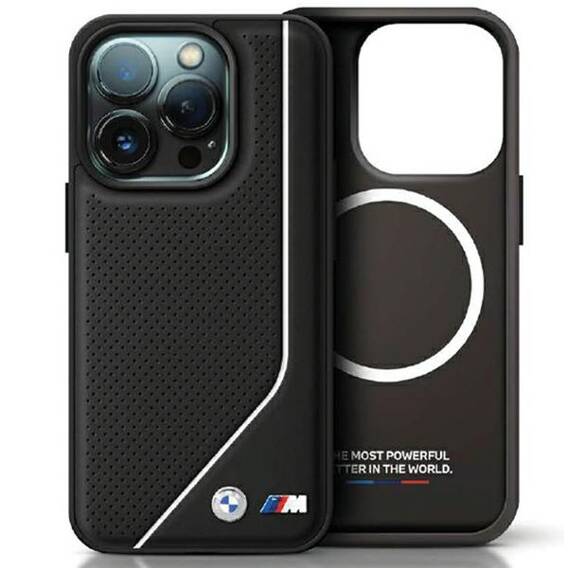 Original Case APPLE IPHONE 15 PRO BMW Hardcase Perforated Twisted Line MagSafe (BMHMP15L23PUCPK) black