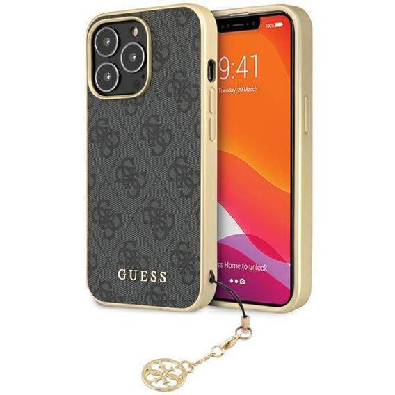 Original Case APPLE IPHONE 15 PRO Guess Hardcase 4G Charms Collection (GUHCP15LGF4GGR) gray