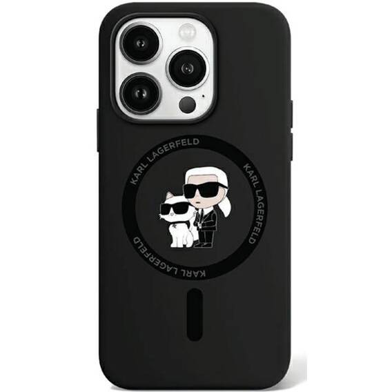 Original Case APPLE IPHONE 15 PRO Karl Lagerfeld Hardcase Silicone Karl & Choupette Magsafe (KLHMP15LSCMKCRHK)