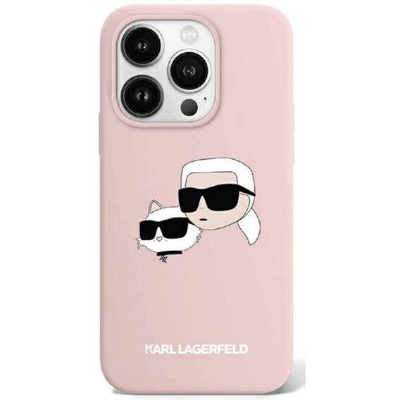 Original Case APPLE IPHONE 15 PRO Karl Lagerfeld Hardcase Silicone Karl & Choupette Magsafe (KLHMP15LSKCHPPLP) pink