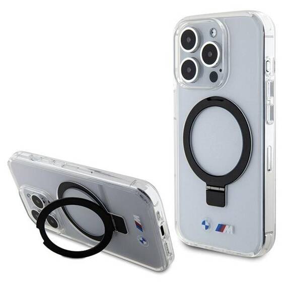 Original Case APPLE IPHONE 15 PRO MAX BMW Hardcase Ring Stand M Collection MagSafe (BMHMP15XURST) transparent