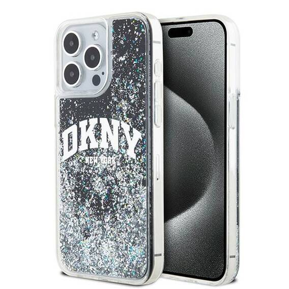 Original Case APPLE IPHONE 15 PRO MAX DKNY Hardcase Liquid Glitter Big Logo (DKHCP15XLBNAEK) black