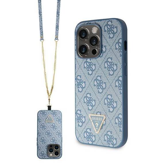 Original Case APPLE IPHONE 15 PRO MAX Guess Hardcase Crossbody 4G Metal Logo (GUHCP15XP4TDSCPB) blue