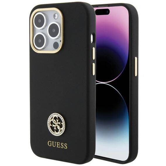 Original Case APPLE IPHONE 15 PRO MAX Guess Hardcase Silicone Logo Strass 4G (GUHCP15XM4DGPK) black