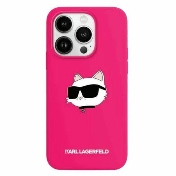 Original Case APPLE IPHONE 15 PRO MAX Karl Lagerfeld Hardcase IML Crossbody Monogram Karl & Choupette Head MagSafe (KLHMP15XSCHPPLF) pink