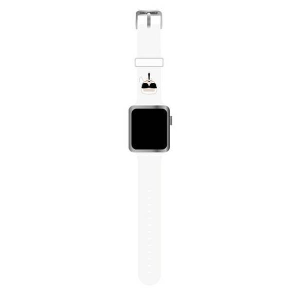 Original Case APPLE WATCH 38 / 40 / 41 MM Karl Lagerfeld Strap Silicone Karl Heads (KLAWMSLKW) white